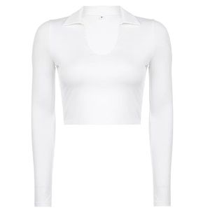 Long sleeve polo crop top